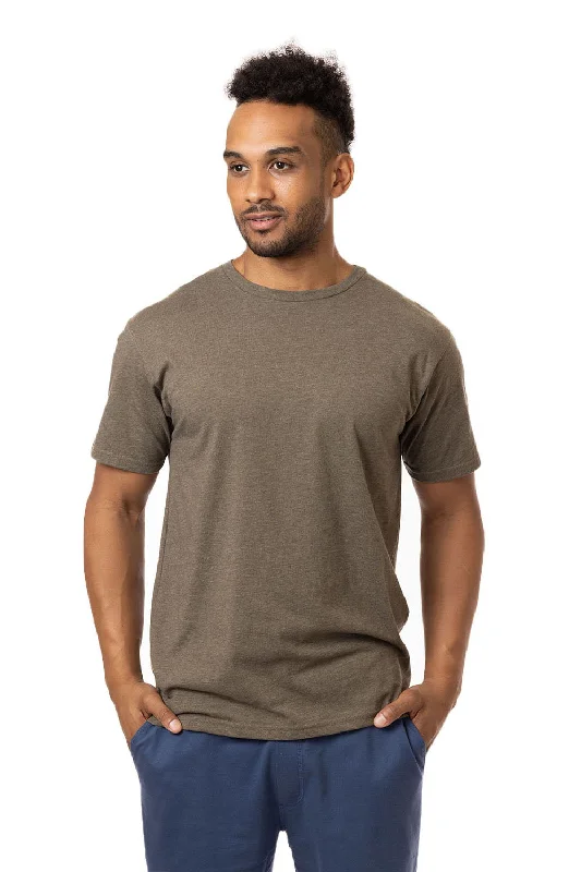 affordable short sleeve t-shirts for casual wear -Econscious Mens Committed CVC Short Sleeve Crewneck T-Shirt - Heather Olive - Closeout