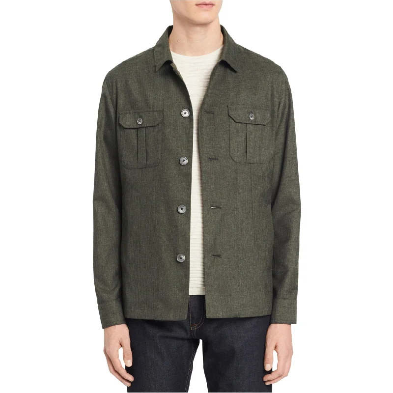 Men's glossy jackets-Calvin Klein Mens Military Shirt Jacket