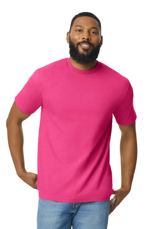 affordable men’s short sleeve work shirts -Gildan Mens Softstyle Short Sleeve Crewneck T-Shirt - Heliconia Pink