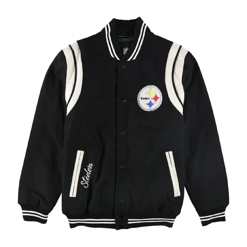 Men's rugged fleece jackets-NFL Mens Pittsburgh Steelers Varsity Jacket, Black, Large (Regular)