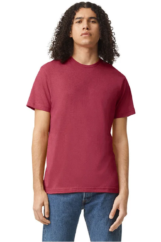 affordable short sleeve shirts for work wear -American Apparel Mens CVC Short Sleeve Crewneck T-Shirt - Heather Cardinal Red