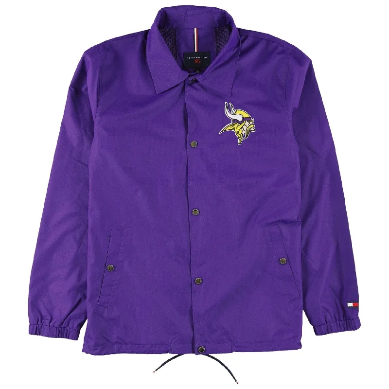 Men's quick-dry jackets-Tommy Hilfiger Mens Minnesota Vikings Windbreaker Jacket, Purple, Medium