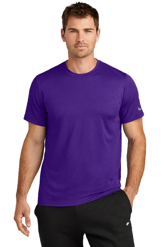 comfortable casual short sleeve shirts -Nike Mens rLegend Dri-Fit Moisture Wicking Short Sleeve Crewneck T-Shirt - Court Purple