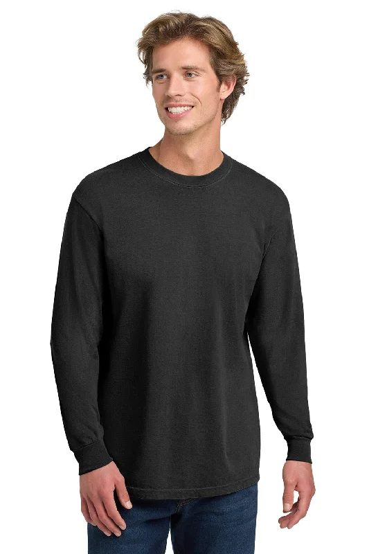 casual short sleeve shirts with pockets for men -Comfort Colors Mens Long Sleeve Crewneck T-Shirt - Graphite Grey