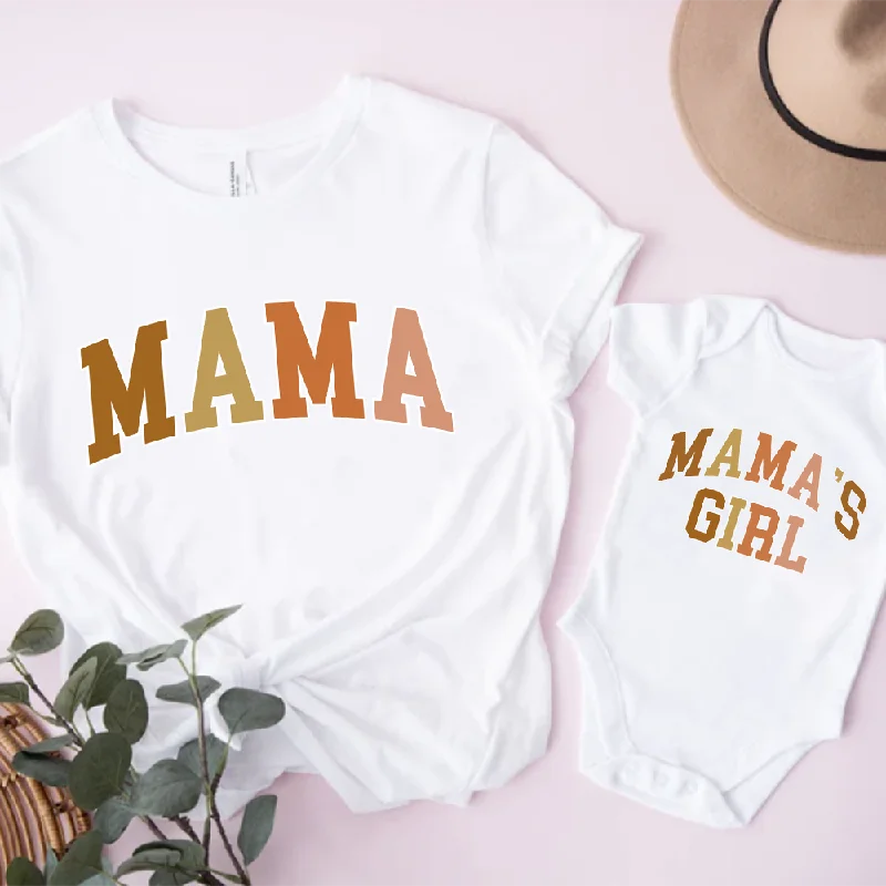 men’s summer-ready short sleeve t-shirts -Autumn College Mama & Mama's Girl Matching White T-Shirt & Baby Vest