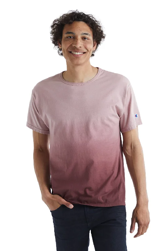 men’s comfortable and affordable short sleeve shirts -Champion Mens Dip Dye Short Sleeve Crewneck T-Shirt - Maroon Ombre