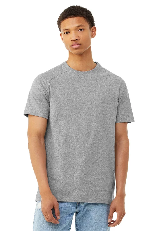 affordable men’s short sleeve t-shirts with prints -Bella + Canvas Mens CVC Raglan Short Sleeve Crewneck T-Shirt - Heather Grey