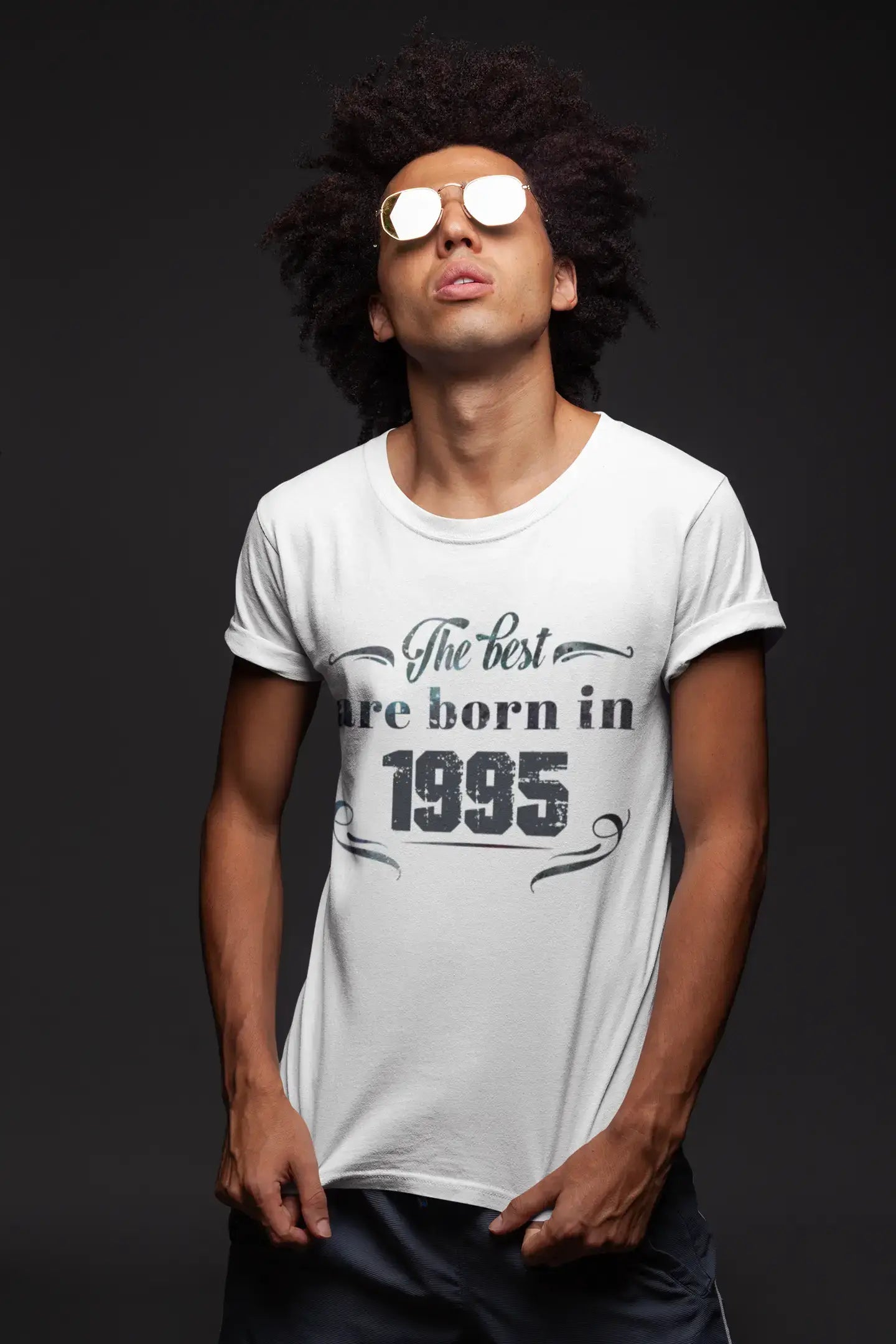 fashionable men’s short sleeve shirts with logos -The Best are Born in 1995 Men's T-shirt White Birthday Gift 00398