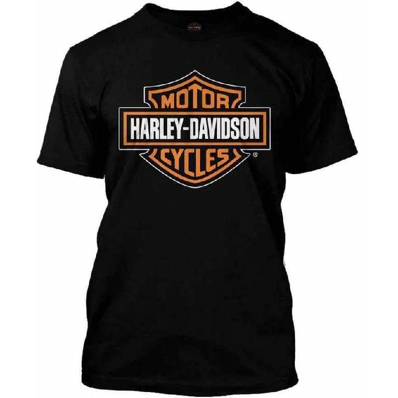 comfortable casual short sleeve shirts -Harley-Davidson™ Men's Orange Bar & Shield Black T-Shirt 30290591