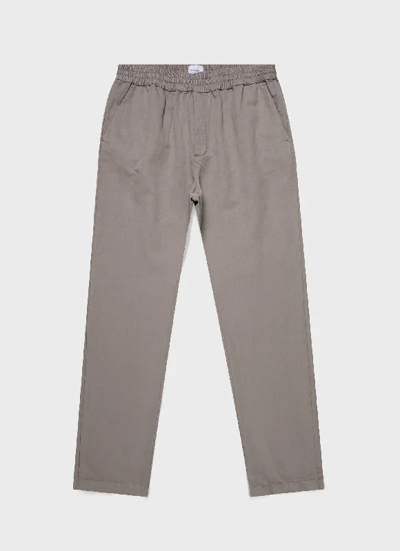 Men's pants for motion fit-Men's Cotton Linen Drawstring Trouser in Pewter