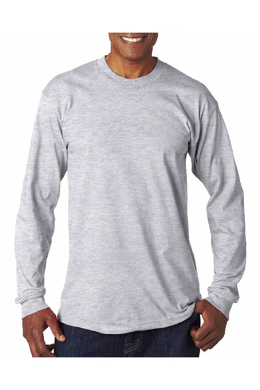 comfortable short sleeve shirts for summer -Bayside Mens USA Made Long Sleeve Crewneck T-Shirt - Ash Grey