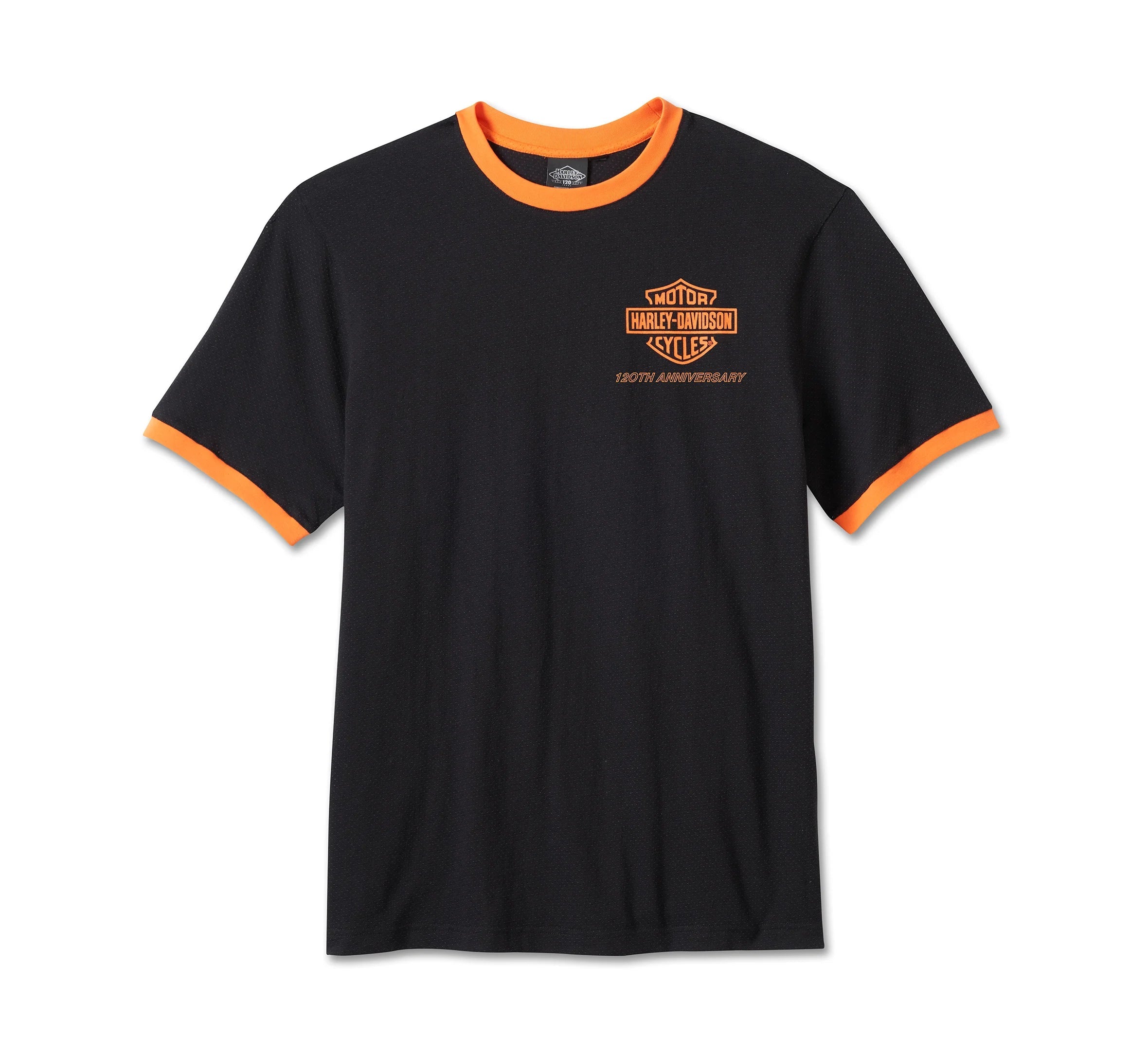 classic men’s short sleeve shirts with patterns -Harley-Davidson Men's 120th Anniversary Ringer Short Sleeve Tee - Black, 96834-23VM