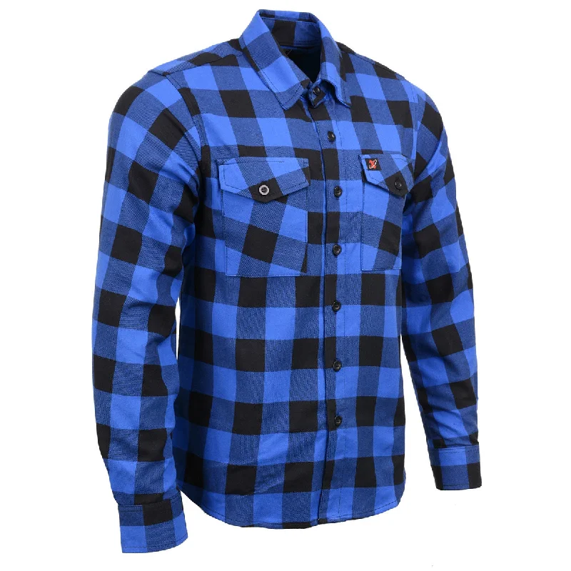 cool short sleeve shirts for men -Milwaukee Leather MNG11634 Men's Black and Blue Flannel Plaid Long Sleeve Cotton Button Down Shirt