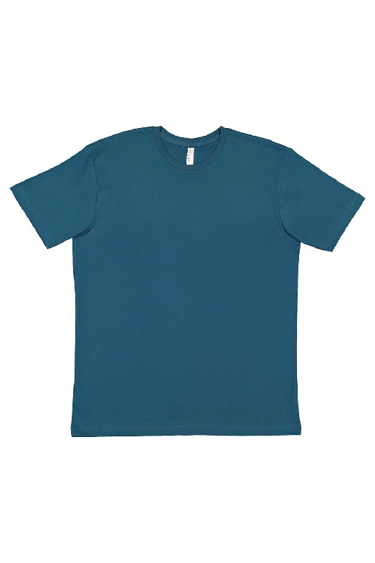 men’s loose fit short sleeve shirts -LAT Mens Fine Jersey Short Sleeve Crewneck T-Shirt - Oceanside Blue