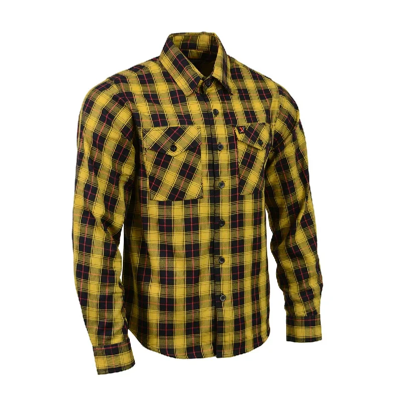 modern design short sleeve shirts for men -Milwaukee Leather MNG11666 Men's Black and Red with Yellow Long Sleeve Cotton Flannel Shirt