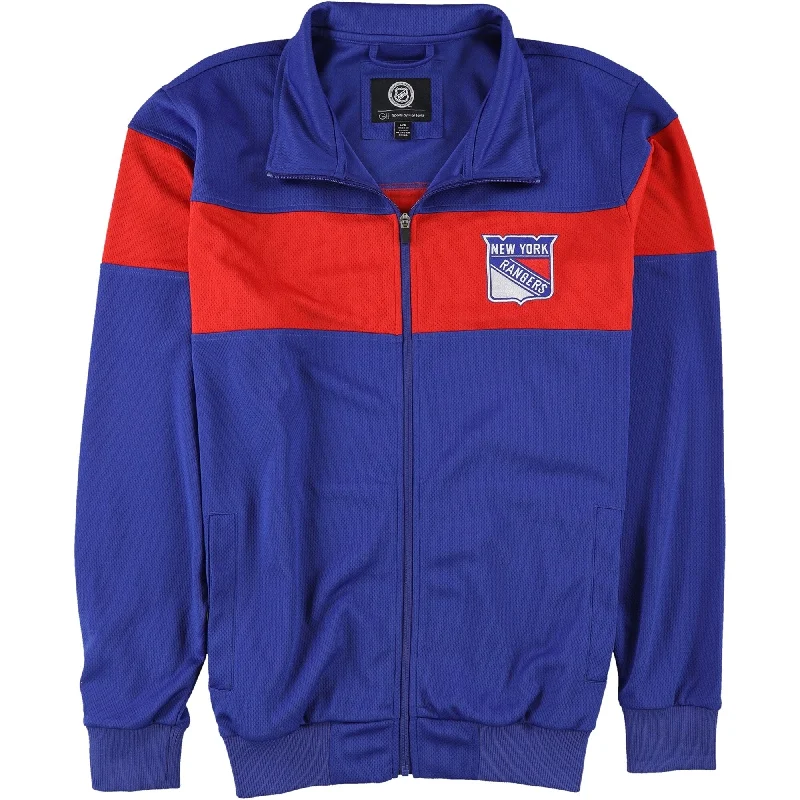 Men's outdoor bomber jackets-G-III Sports Mens New York Rangers Jacket, Blue, Large