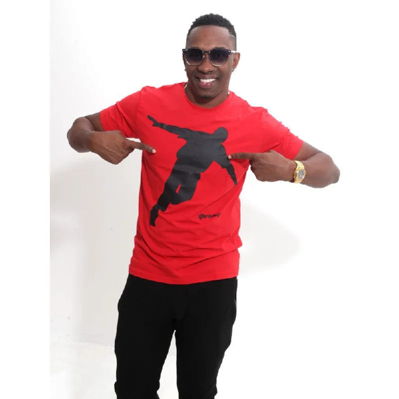 men’s slim-fit short sleeve shirts for office wear -djbravo47 Men's Red - Celebration Black T-shirt