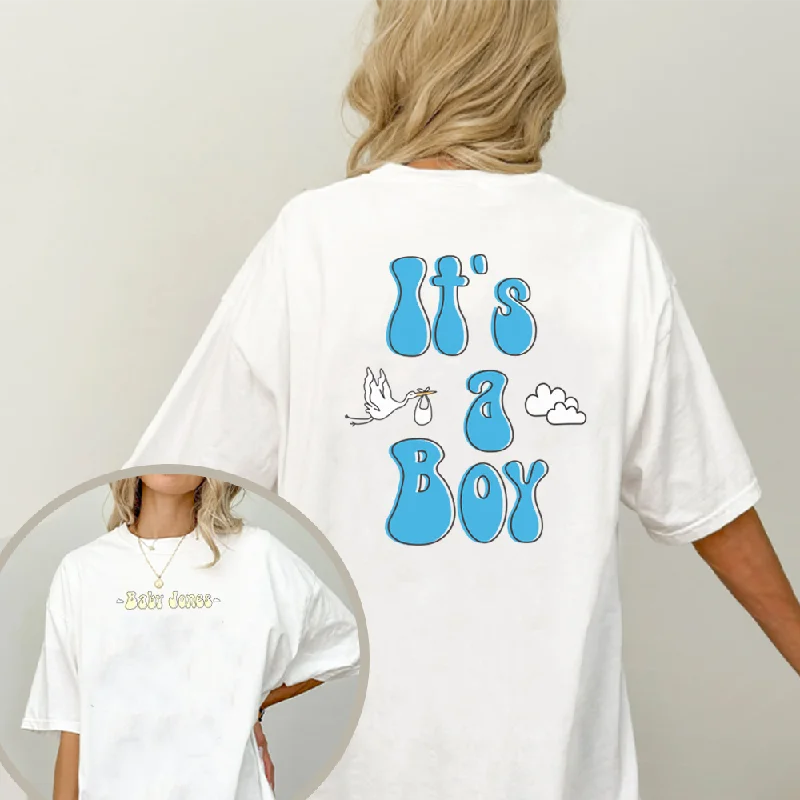 cool graphic short sleeve shirts for men -Personalised Baby Announcement Turn Around White Oversized T-Shirt