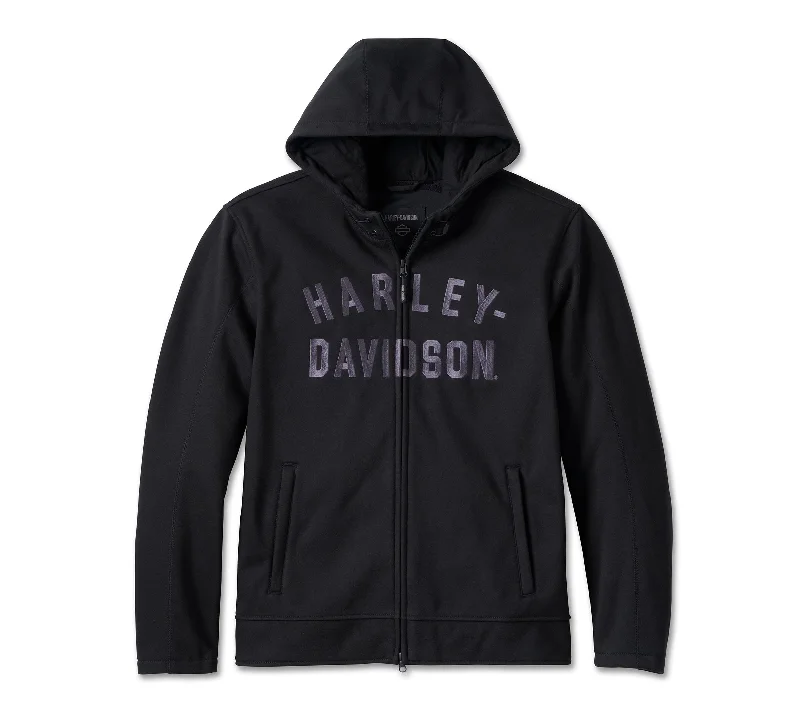 men’s cotton short sleeve shirts -Harley-Davidson Men's Deflector Hooded Riding Fleece, Black - 98102-23VM