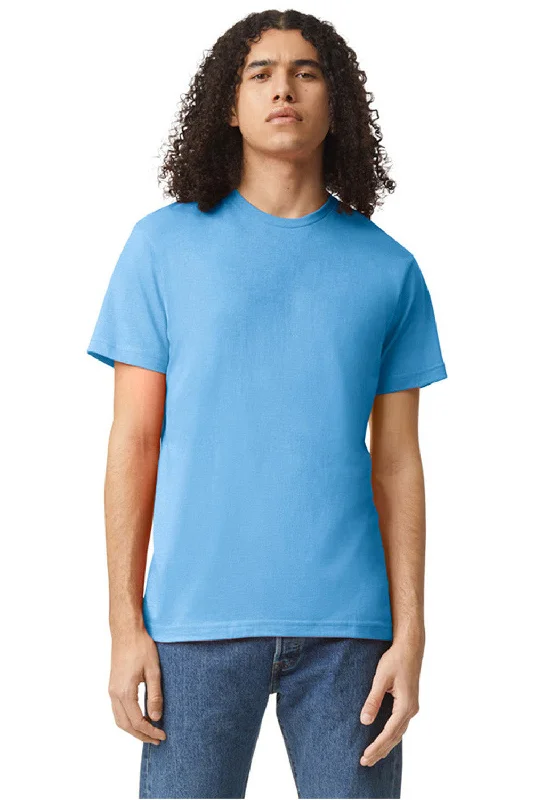 premium short sleeve shirts for men -American Apparel Mens CVC Short Sleeve Crewneck T-Shirt - Heather Light Blue