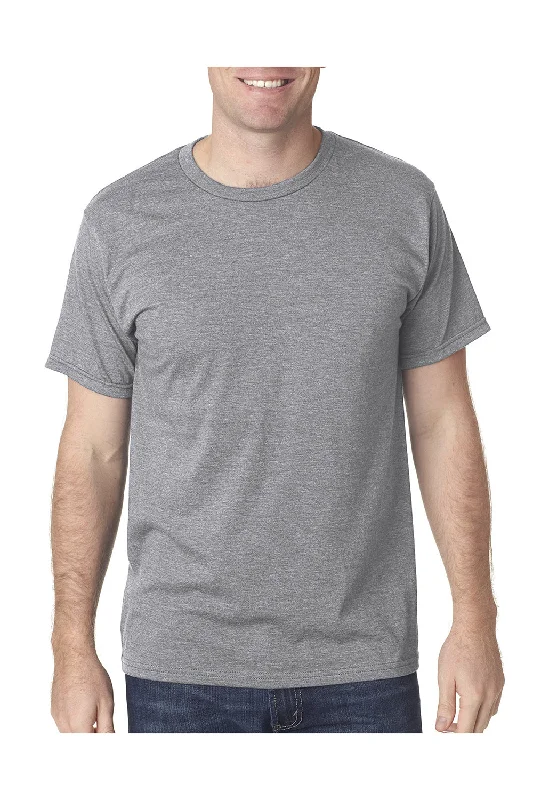 relaxed short sleeve t-shirts for men -Bayside Mens USA Made Short Sleeve Crewneck T-Shirt - Heather Grey