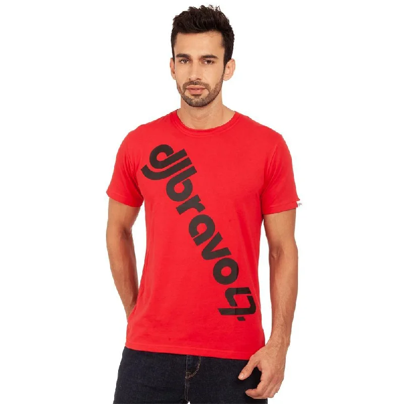 classic short sleeve t-shirts for everyday wear -djbravo47 Men's Red - Logo Black T-shirt