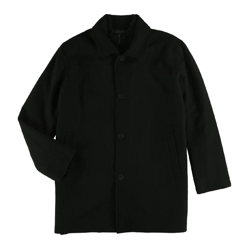 Men's stretch jackets-Kenneth Cole Mens Wool Blend Coat, Black, Medium