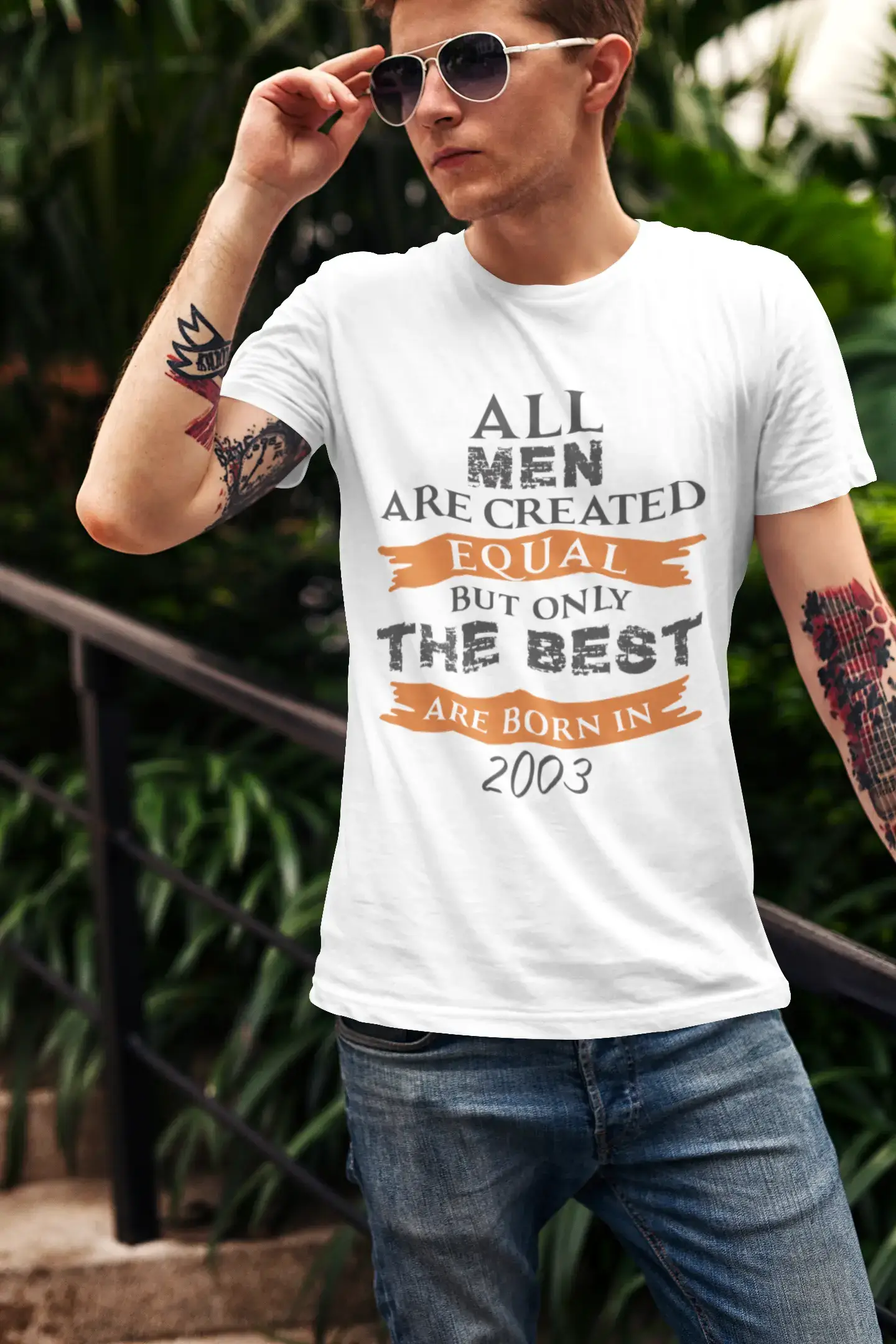 trendy summer short sleeve shirts for men -2003, Only the Best are Born in 2003 Men's T-shirt White Birthday Gift 00510