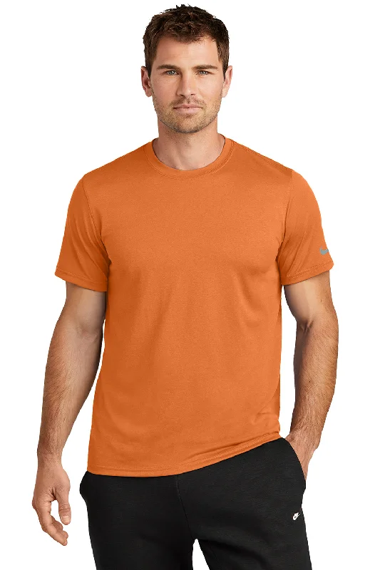 casual short sleeve shirts for men -Nike Mens rLegend Dri-Fit Moisture Wicking Short Sleeve Crewneck T-Shirt - Desert Orange