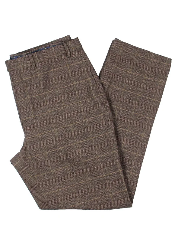 Men's pants with branding-Mens Woven Plaid Dress Pants