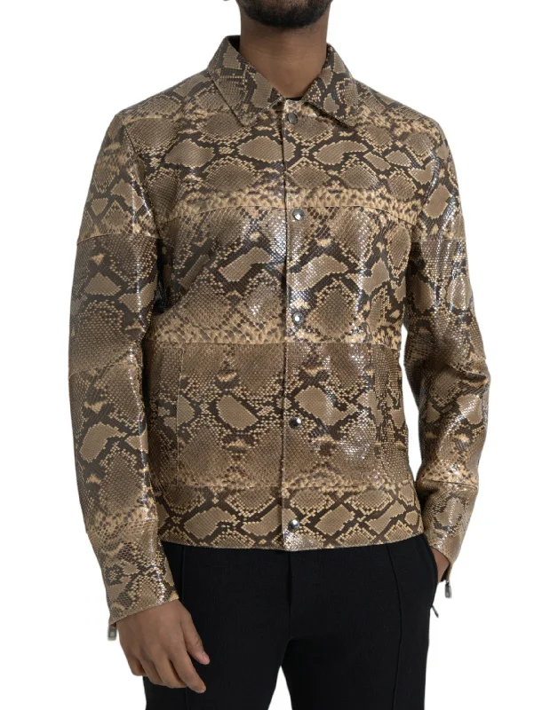 Men's breathable jackets-Dolce & Gabbana  Exotic Leather Biker Blouson Men's Jacket