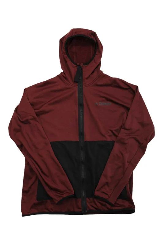 Men's solid color jackets-Adidas Men's Terrex Tech Flooce Light Hooded Jacket