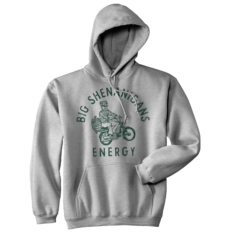 Men’s relaxed pullover hoodie-Big Shenanigans Energy Unisex Hoodie Funny St Paddys Day Drinking Partying Vibes Hooded Sweatshirt