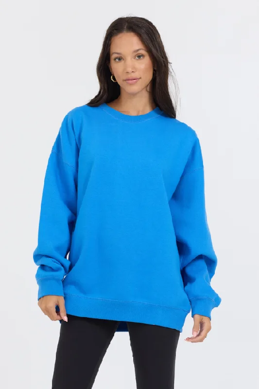 Hoodie with bold pattern men-Blue Proweave Crewneck