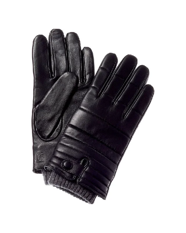 Men's fitted jackets-Bruno Magli Touchtech Cashmere-Lined Quilted Leather Gloves