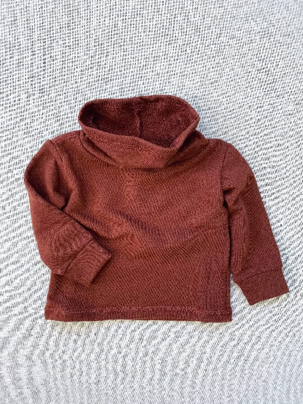 Men’s versatile hoodie-cowl neck organic french terry sweatshirt in chestnut