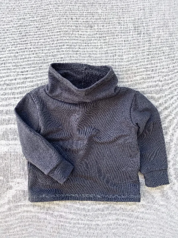 Men’s slim zip hoodie-cowl neck organic french terry sweatshirt in graphite