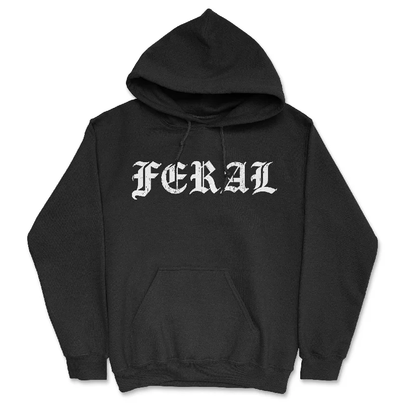 Hoodie for outdoor events men-Feral Unisex Hoodie Funny Wild Animal Savage Joke Hooded Sweatshirt