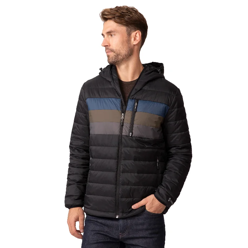 Men's ski jackets-Free Country Men's Tri-Color Hooded Puffer Jacket