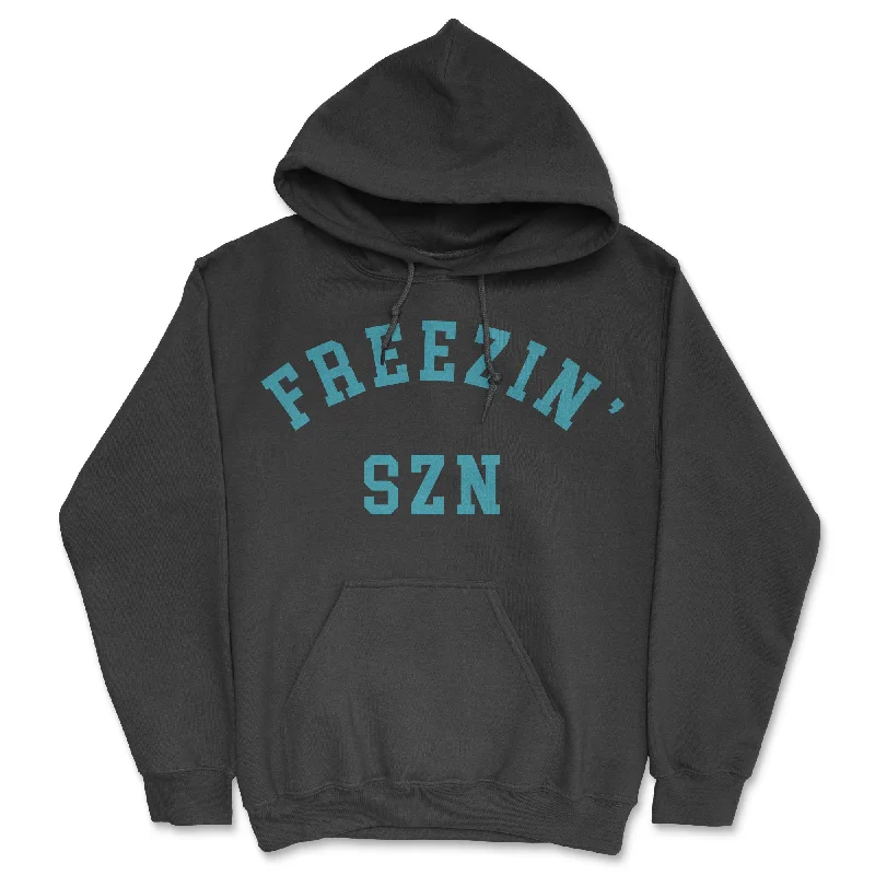 Hoodie with sporty vibe men-Freezin Szn Unisex Hoodie Funny Cold Winter Weather Frozen Joke Hooded Sweatshirt