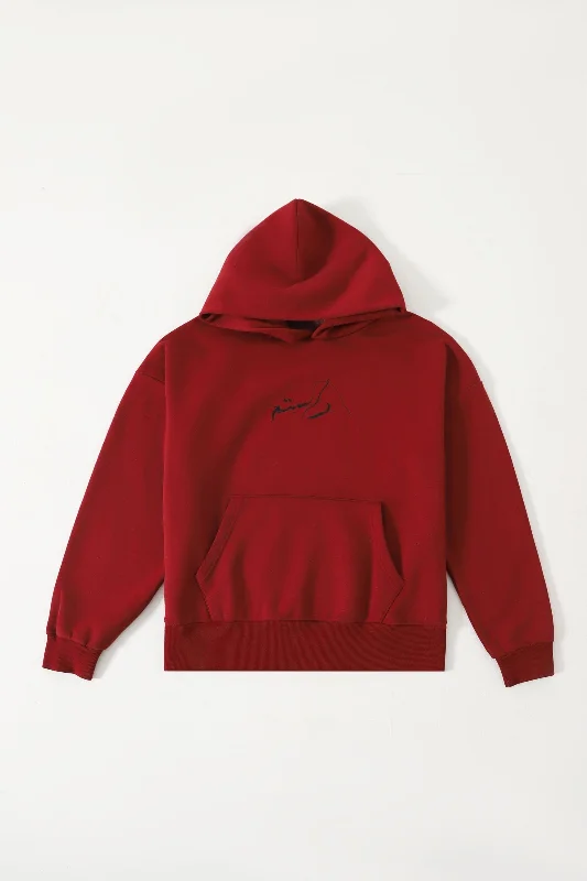 Hoodie for casual trips men-MAROON LOGO HOODIE