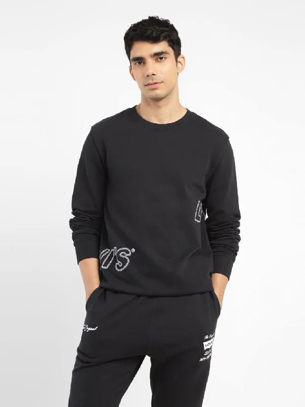 Men’s bold graphic hoodie-Men's Brand Logo Crew Neck Sweatshirt