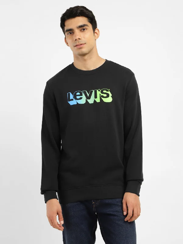 Hoodie with bold colors men-Men's Brand Logo Crew Neck Sweatshirt