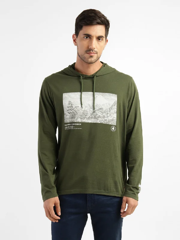 Hoodie for cool days men-Men's Graphic Print Hooded Sweatshirt