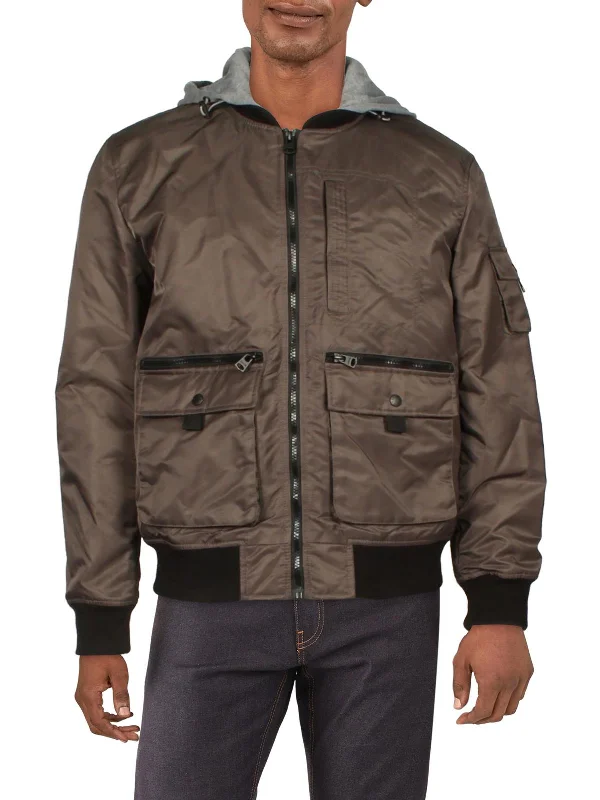 Men's sustainable jackets-Mens Hooded Cold Weather Utility Jacket