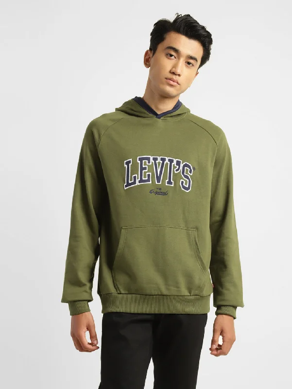 Men’s cozy pullover hoodie-Men's Solid Green Hooded Sweatshirt