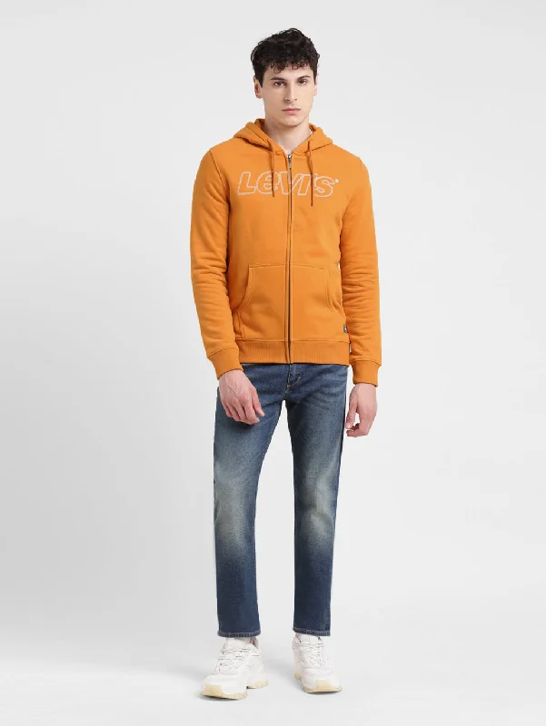 Men’s comfy pullover hoodie-Men's Solid Orange Hooded Sweatshirt