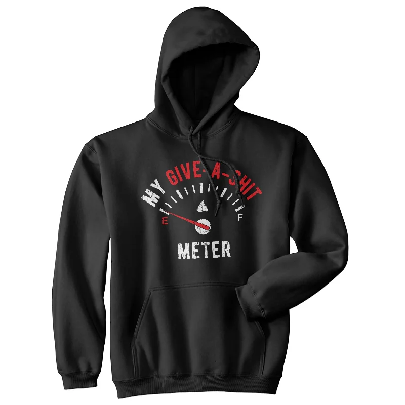 Hoodie with oversized cuffs men-My Give-A-Shit Meter Unisex Hoodie Funny Give No Shits Graphic Novelty Hooded Sweatshirt (Black) -