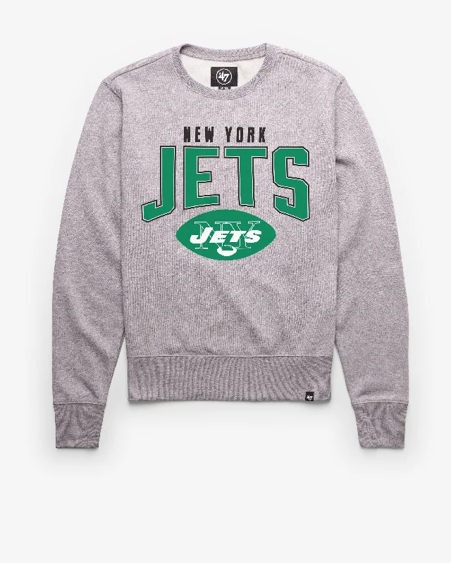 Men’s stylish gym hoodie-NEW YORK JETS HISTORIC TEAM ELEMENTS ARCH '47 HEADLINE CREW