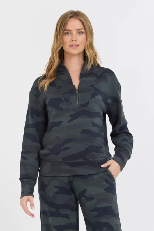 Hoodie with drawstrings men-Onyx Camo Printed Cloud Fleece Quarter Zip